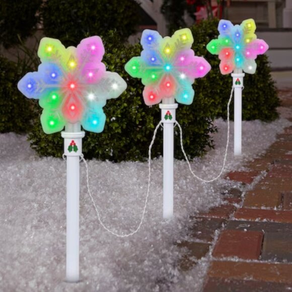 Gemmy Orchestra of Lights 3-Pathway Markers Multicolor Snowflake Christmas Decor - Picture 1 of 8